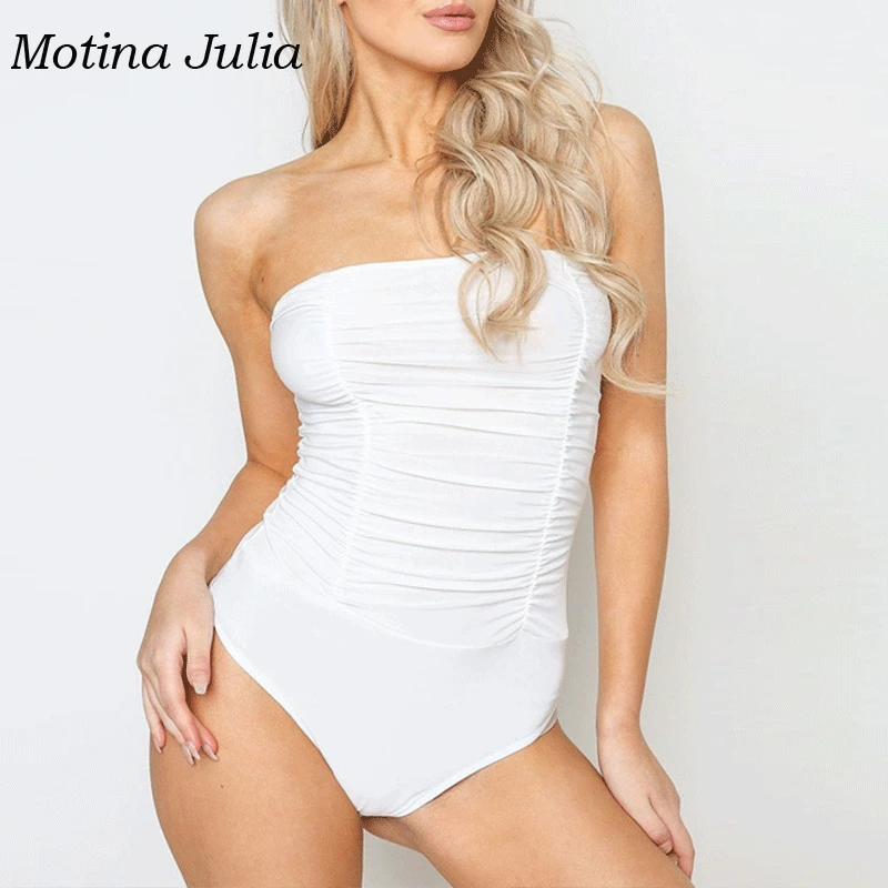 Женский комбинезон без бретелек Motina Julia белый комбинезон-бандо для вечеринок на