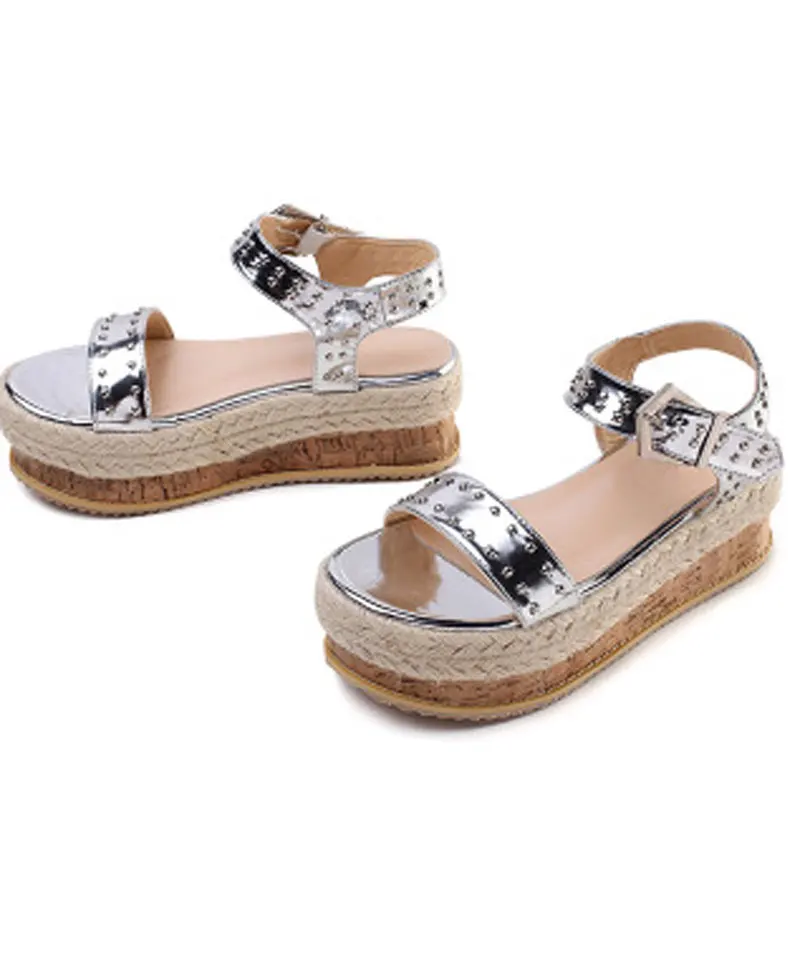 Лето Большой Размеры сандалии 2019 Новинки для женщин ручной плетеные веревочные