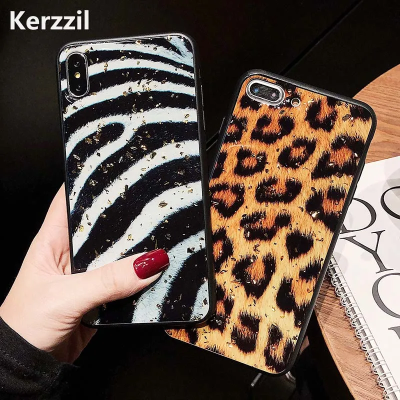 Блестящие золотистые Чехлы Kerzzil с фольгой для iPhone X XS XR Max Fashion Animal Leopard из мягкого