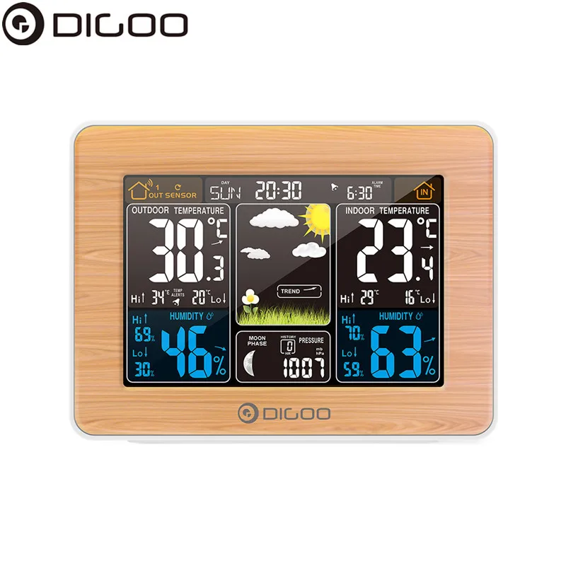 DIGOO DG EX002 Метеостанция цветные цифровые часы датчик температуры и влажности