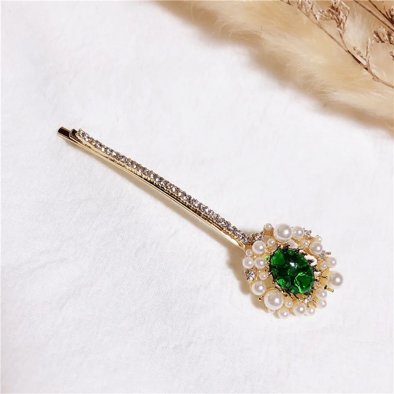 Корейская модная изумрудная заколка для волос Заколки женщин девушек роскошные