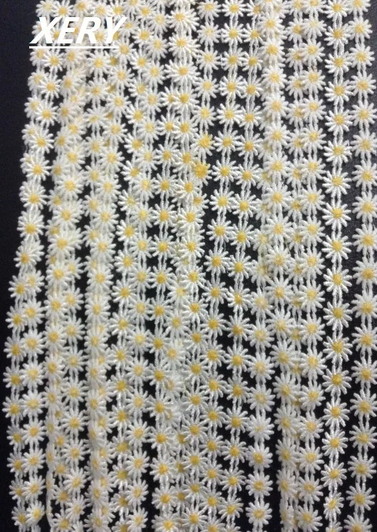 1 2 см белые и желтые кружева с маргаритками водорастворимые кружево маленькими