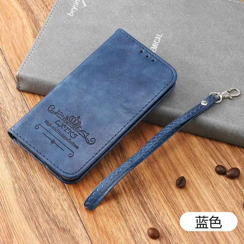 Роскошный кожаный чехол-книжка с подставкой для samsung Galaxy S9/s8/s7/s6/s5 s9plus s8plus s7plus s6edge S6 edge plus Note8 5 Fundas - Цвет: blue