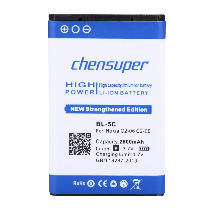 Chensuper2800mAh BL 5C батарея для Nokia C2 01 02 03 06 X2 XpressMusic 6230i 5130 1108 1110 1112 1200 1116 1208