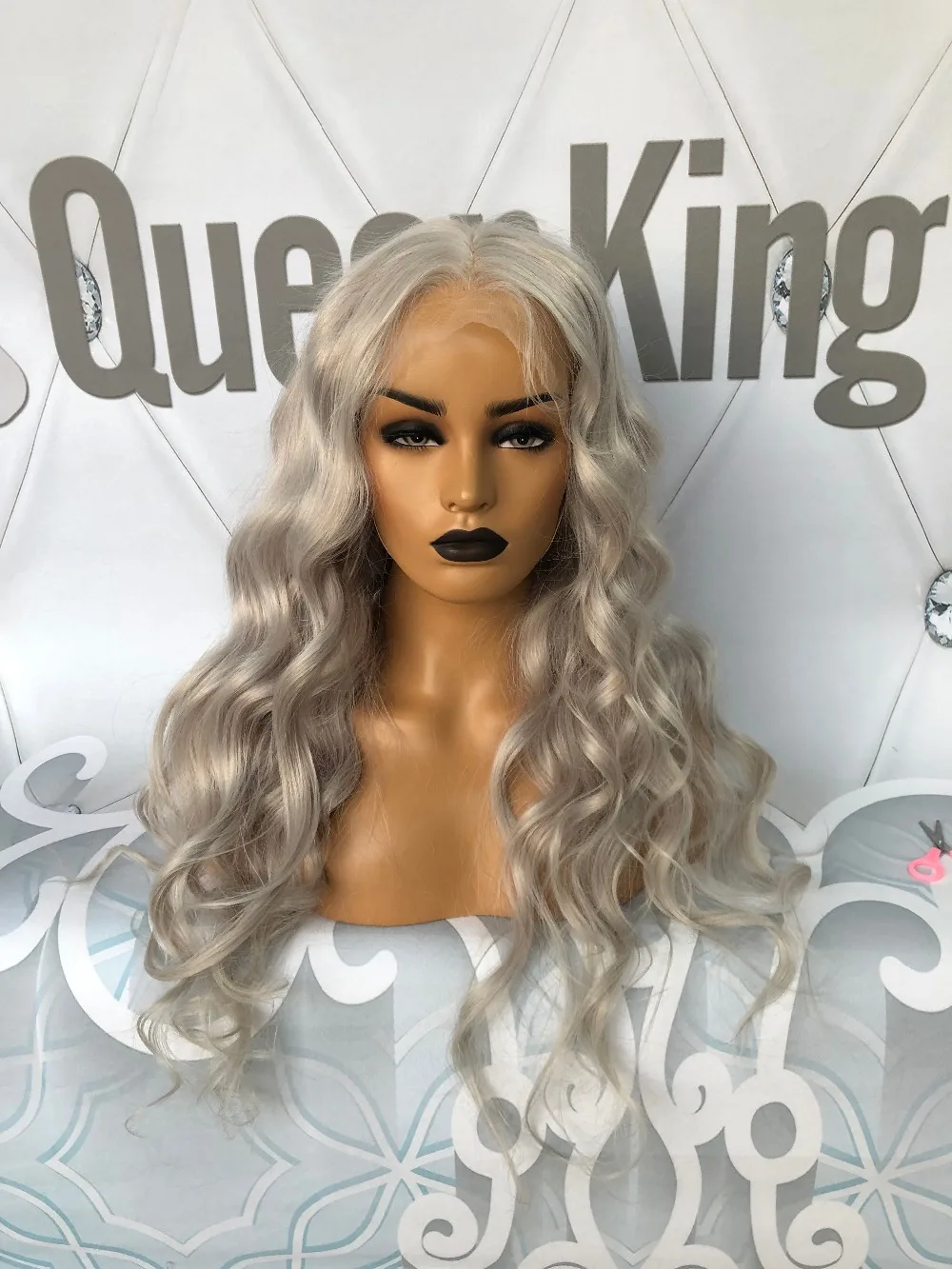 QueenKing волосы полный парик шнурка 150% плотность пепельный блонд серый цвет парик прямые выщипанные волосы бразильские человеческие волосы remy