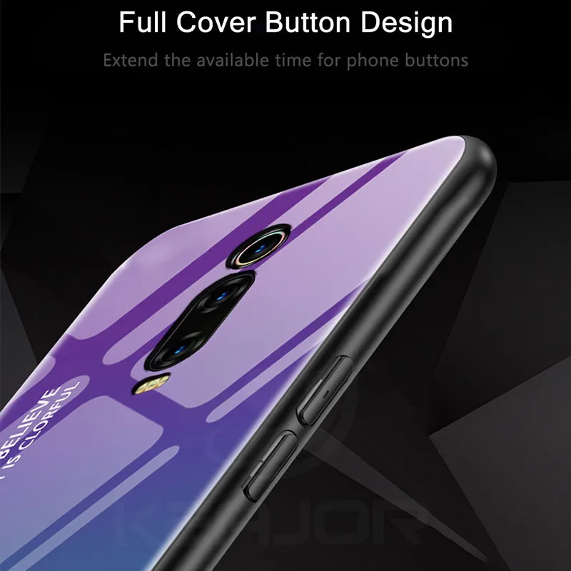 Keajor Case For Xiaomi Redmi K20 Mi9T Pro Gradient Tempered Glass Bumper Fundas Luxury Back Cover Mi 9t K20Pro |