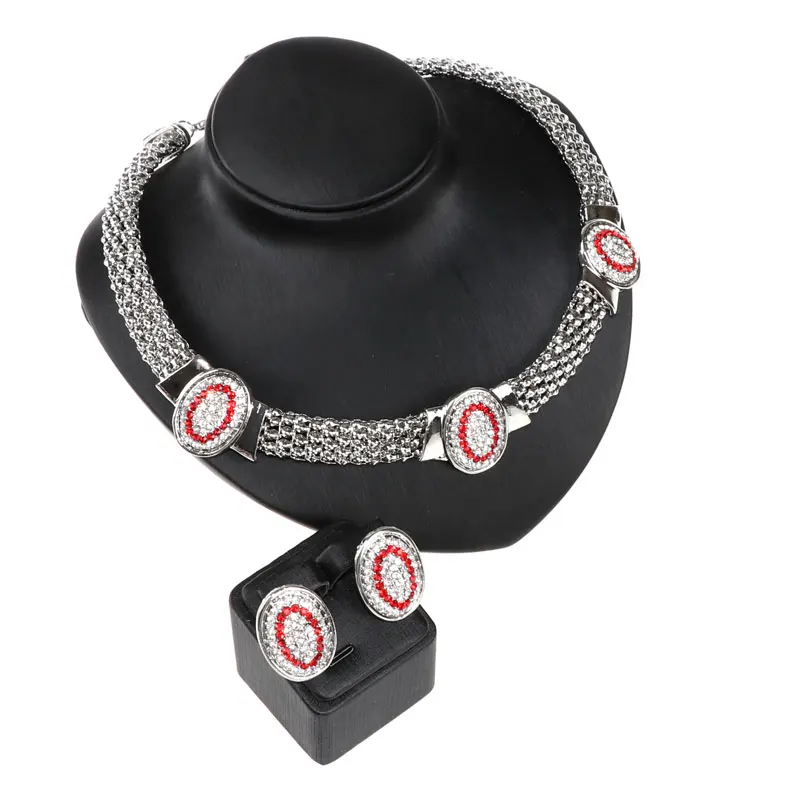 Новинка 2016 ожерелье браслет серьги и кольцо с красным белым австрийским