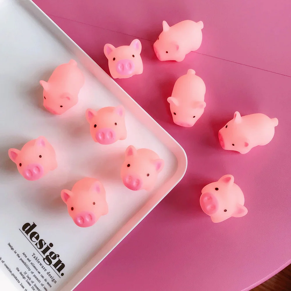 1 шт. Забавный мультфильм Сжимаемый розовый поросенок Mochi TPR Squeeze ремни DIY Декор