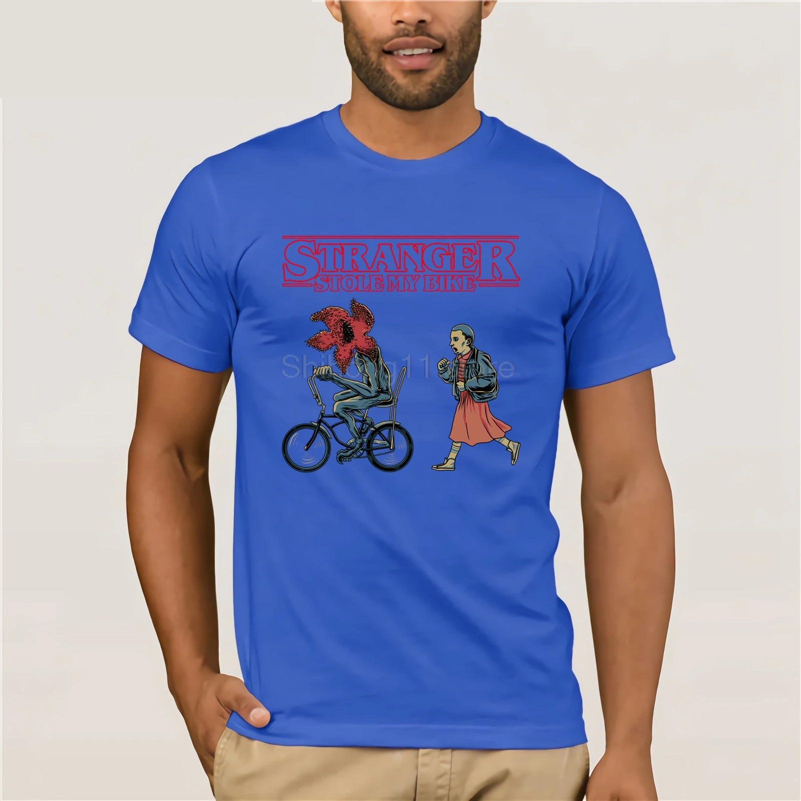 Stranger Stole My Bike Horror T-Shirt Brand T-shirt casual top Fun Men's Print Casual 100% Cotton Popular | Мужская одежда