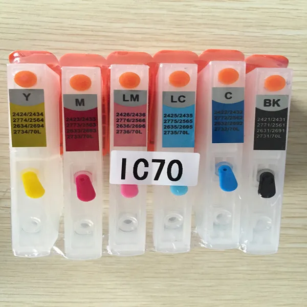 

empty refillable ink cartridge for epson ICBK70 IC70 IC 70 IC70BK ICLM70 ICLY70 for EP-905F EP-905A EP-775AW EP-805A AR/AW