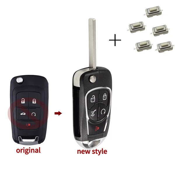 5 Button with Switch OkeyTech корпус для автомобильного ключа для Opel модифицированный переключатель ключа Uncut заготовка HU100 лезвие для Chevrolet Cruze Buick Замена 2/3/4/5 Кнопка - Цвет: 5 Button with Switch