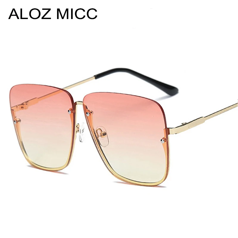 

ALOZ MICC Vintage Half Frame Sunglasses Women Fashion Men Oversize Alloy Frame Square Sun Glasses Shades UV400 Eyeglasses Q171