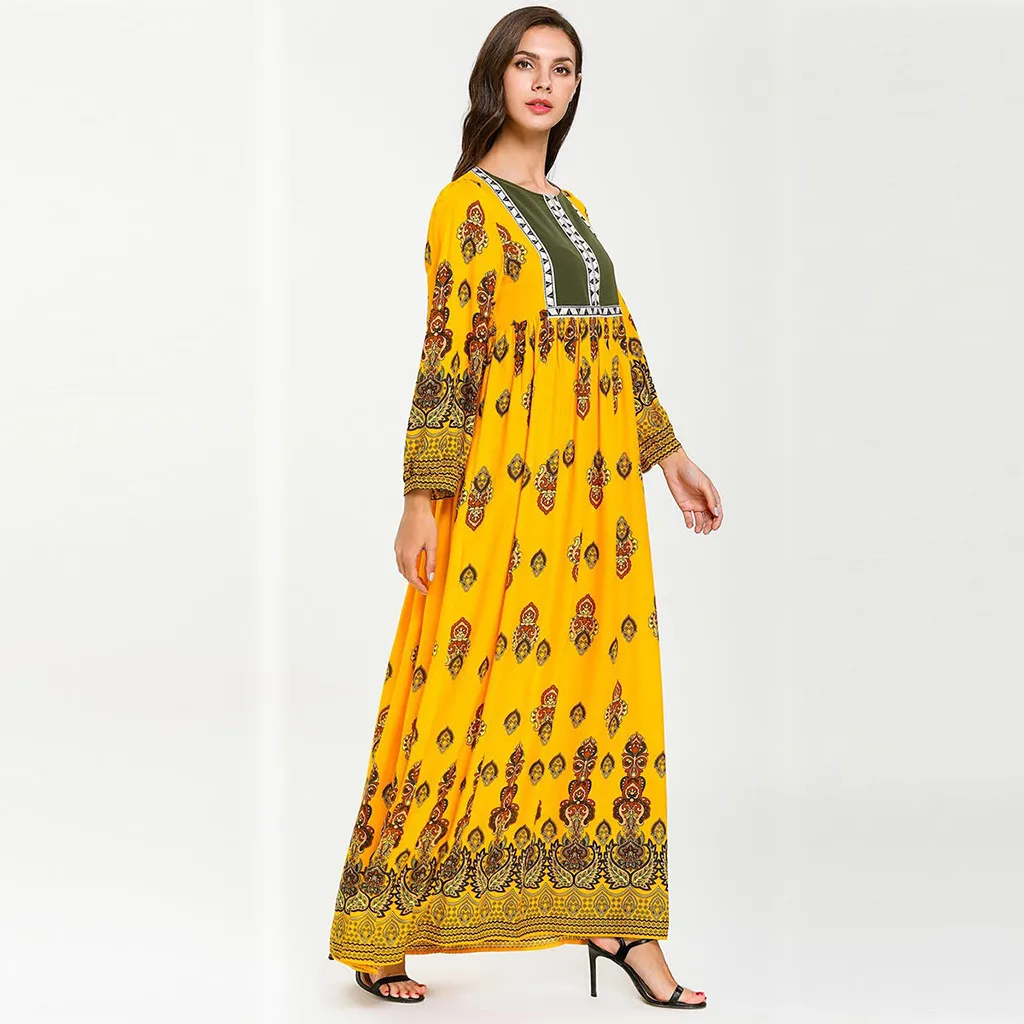 Модный принт в мусульманском стиле abaya парадные платья для женщин женское платье с принтом исламское Абая джилбаб коктейльное длинное платье длинная Арабская одежда