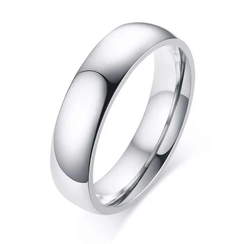 Silver Color Простые обручальные кольца розового золота для женщин 5 мм из нержавеющей стали, мужские кольца, американские размеры от 7 до 12 - Цвет основного камня: Silver Color