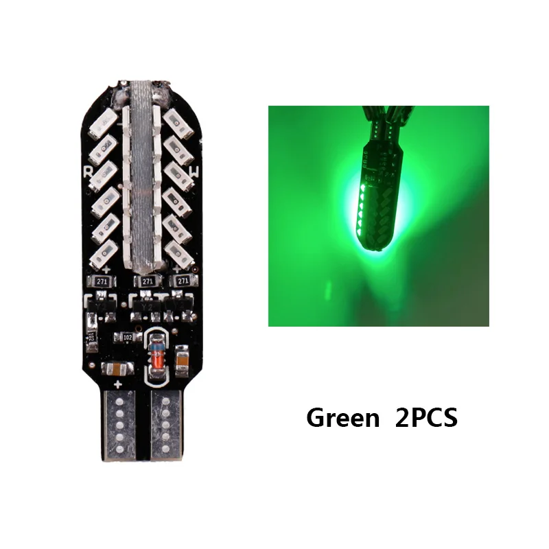 2 шт./лот T10 led W5W 48 светодиодных ламп 3014 со стробоскопической вспышкой для RGB с can-bus светильник без ошибок автомобиля светильник источник индикатор мигает светильник, сигнализирующий фонарь 12V - Испускаемый цвет: Зеленый