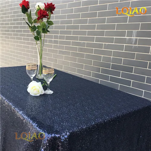 Navy Blue Блестящая прямоугольная скатерть из розового золота с блестками 90 дюймов x 132 дюймов для свадебного торта, скатерть с блестками, украшение стола - Цвет: Navy Blue