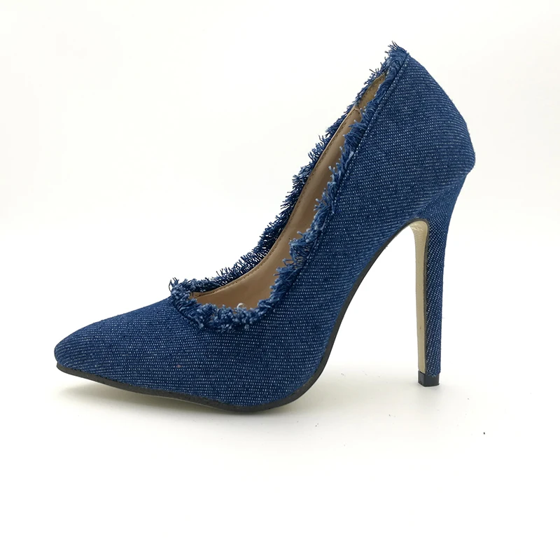 Женские парусиновые туфли на высоком каблуке 11 см с острым носком|shoe heel|high heelsladies