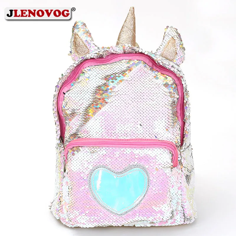 Рюкзак для девочек с блестками и единорогом Kawaii маленькая школьная сумка