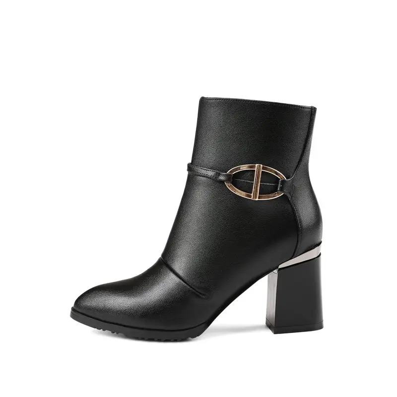 ASUMER FASHION 2020 hoof heels genuien leather boots classic black elegant ankle for women pointed toe high | Обувь