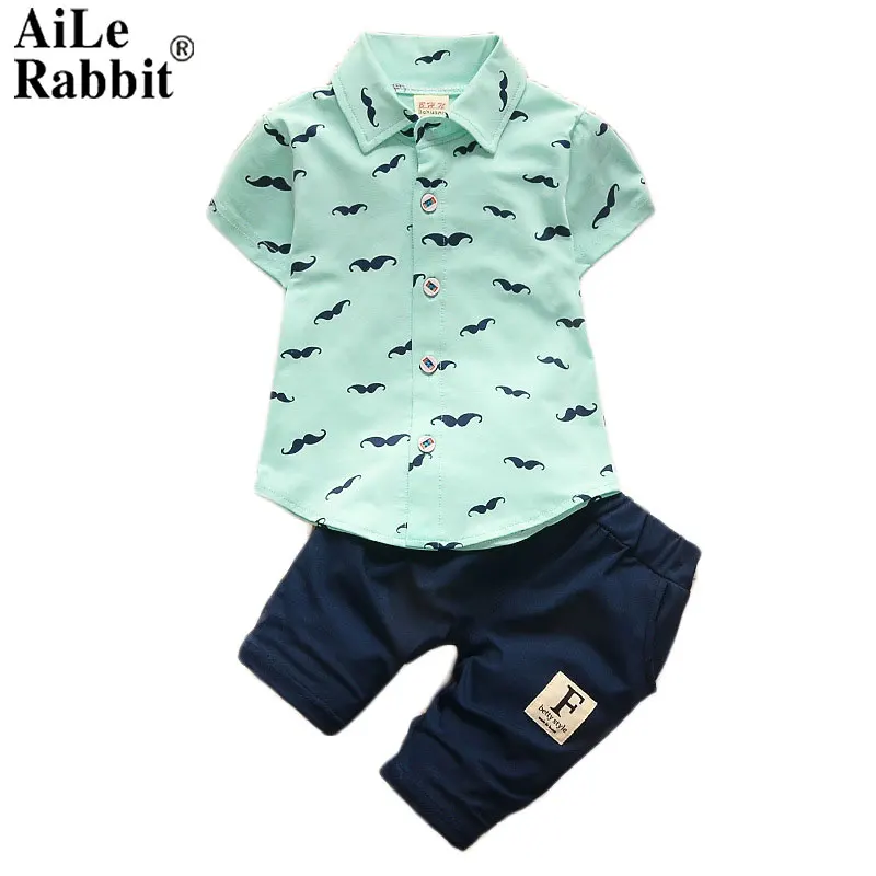 

AiLe Rabbit In The Summer of The New Child Boy Moustache Single-breasted Suit A Undertakes with Short Sleeves k1