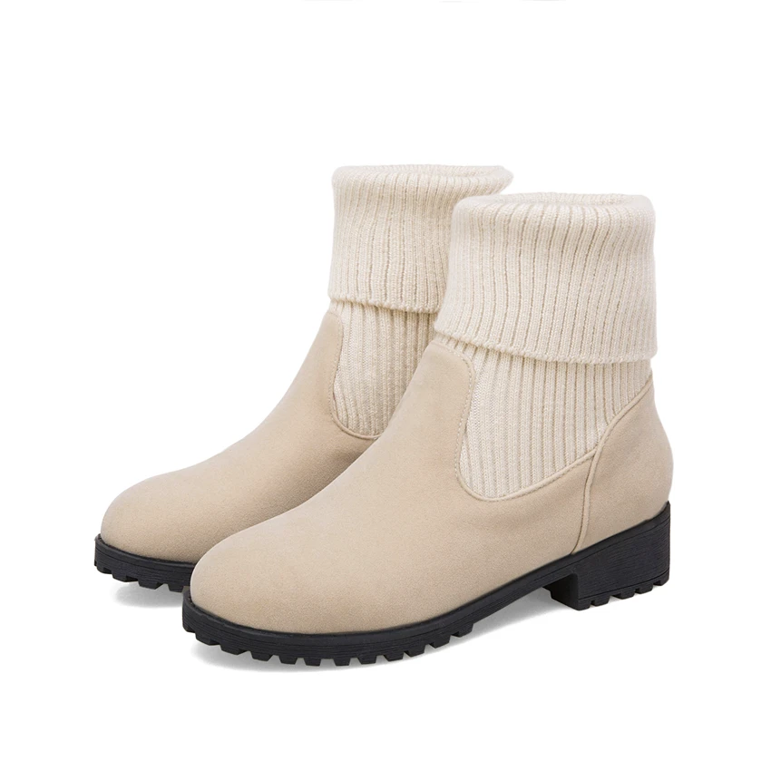 Зимние сапоги Botas Mujer 2018 Новые женские ботинки модная обувь из флока на высоком