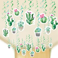 30pcs cactus succulent fiesta party hanging swirls decoration ceiling whirls hawaiian summer kids birthday baby shower wedding
