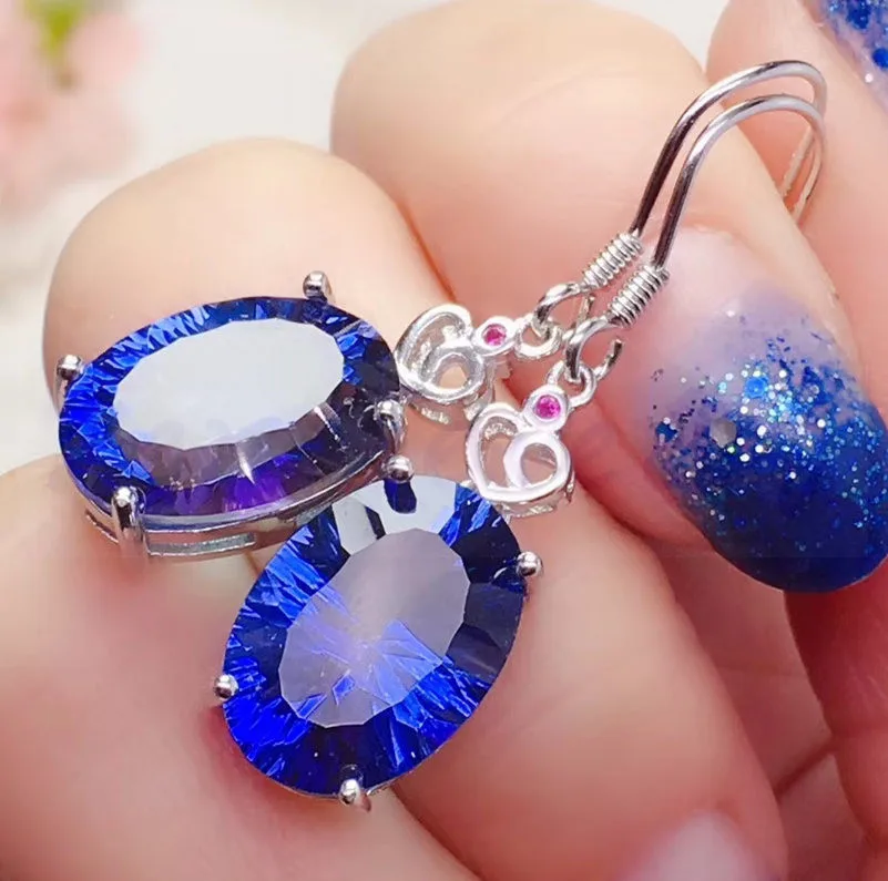 Серьги-капли с натуральным цитрином или топазом 6.5ct* 2 шт драгоценный камень Серебро 925 пробы хорошее ювелирное изделие T18112102