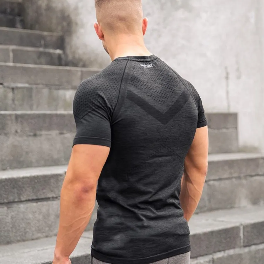 Мужская компрессионная обтягивающая футболка для тренажерных залов фитнеса