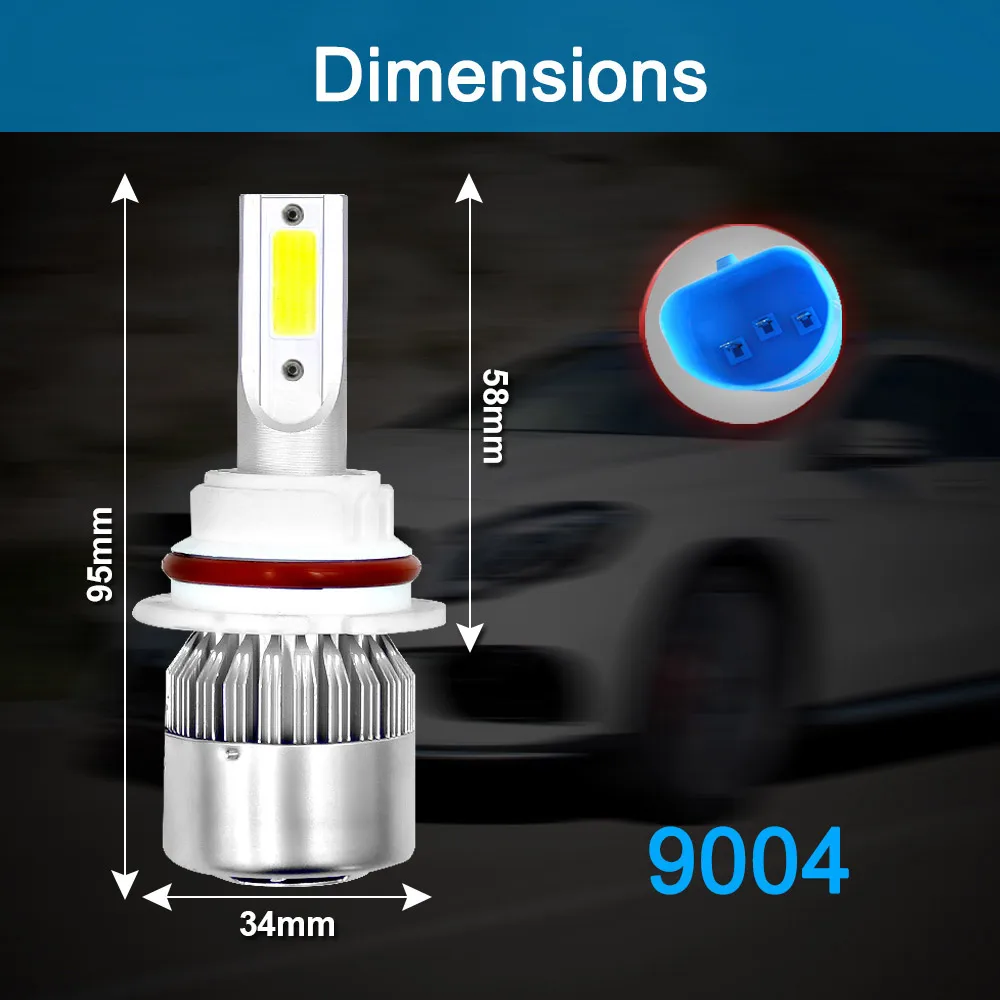 9004/HB1 3800LM 36 Вт Светодиодный фар автомобиля комплект IP68 H1 H3 H4 H7 H8 H9 H11 H13 880/H27 9005/HB3