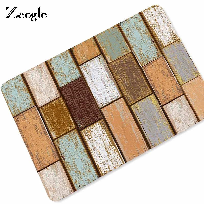 

Zeegle Wood Series Decorative Doormat Floor Mat Flannel Absorbent Anti-slip Bath Mat Entrance Door Mat Home Decoration