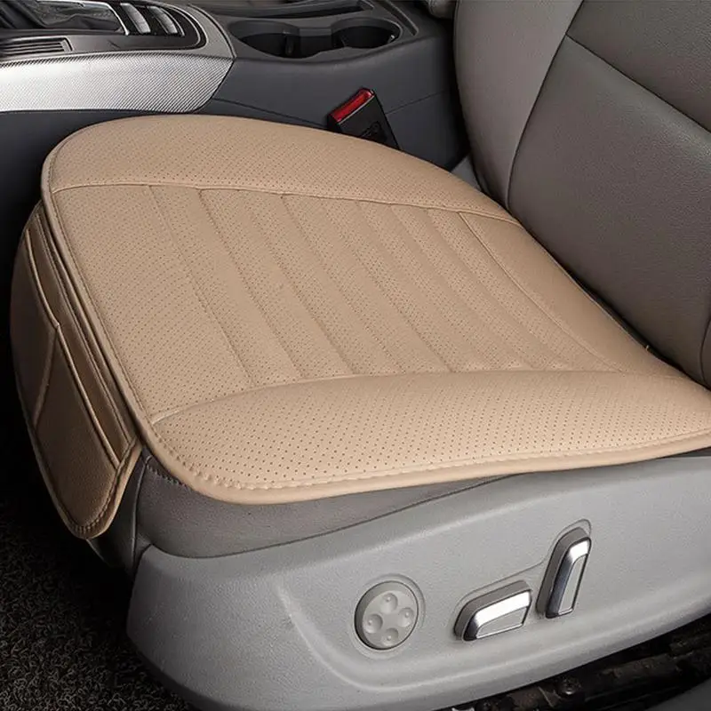 Beige Adeeing чехол для сиденья дышащий из искусственной кожи бамбуковый уголь чехол на сиденья в салон автомобиля подушка для авто Канцтовары офисное кресло r30 - Название цвета: Beige