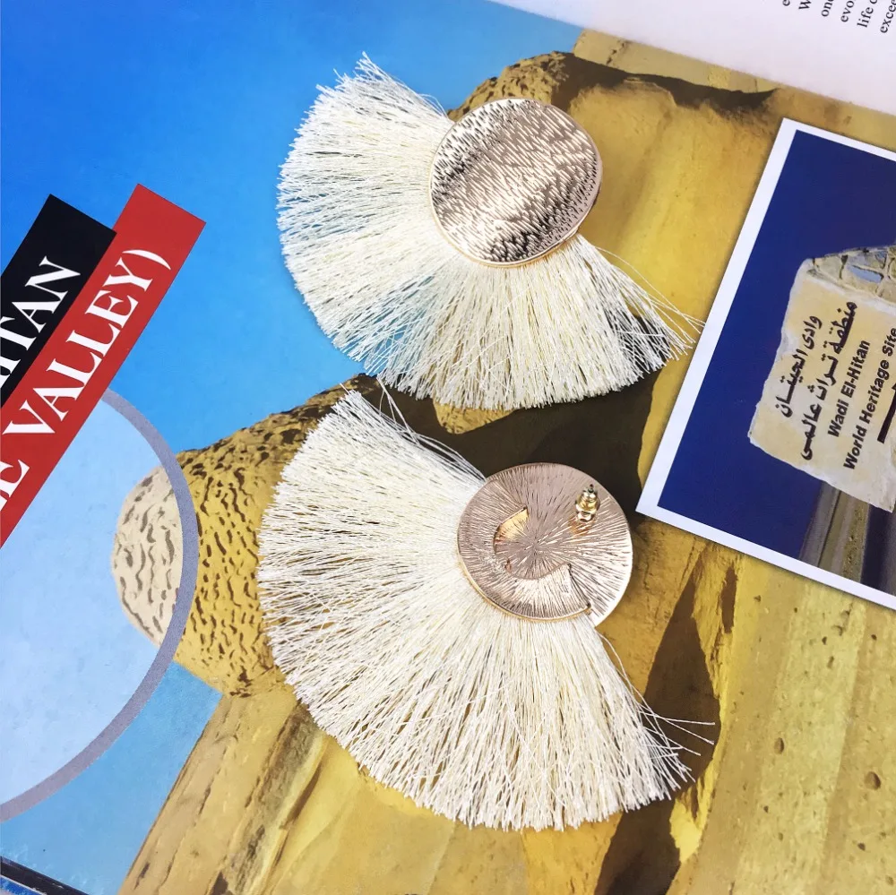 Женские богемные серьги с широкими кисточками MANILAI большие массивные Висячие из