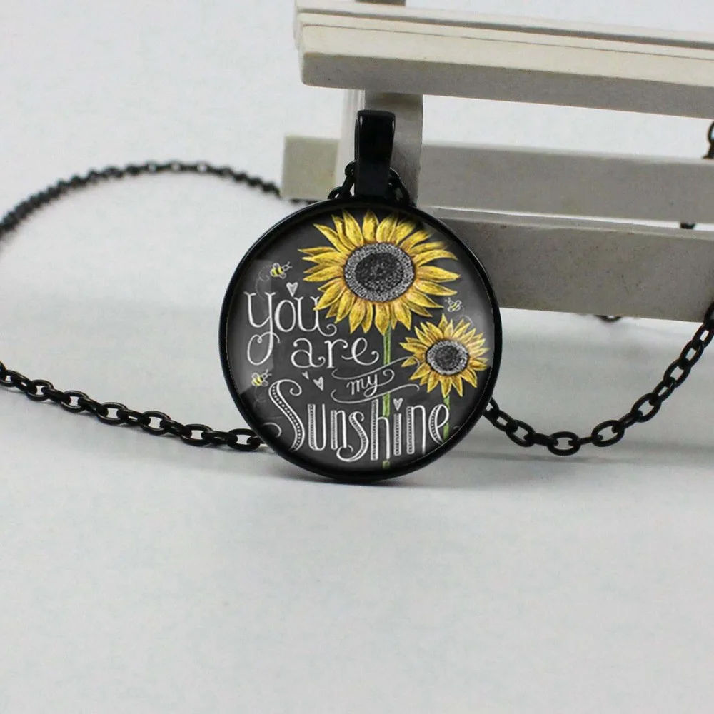 2018 ожерелье из подсолнечника в винтажном стиле для женщин You are my Sun Glass Bronze