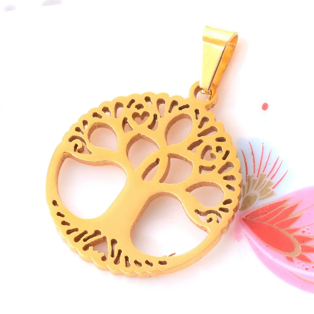 Модная круглая семейная подвеска с деревом жизни 316L Подвеска из нержавеющей