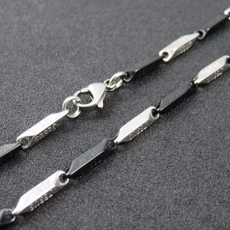 60CM Black Color Stainless Steel Jesus Logo Link Chain Necklace For Men Fashion Chrsitmas Gift Jewelry Findings | Украшения и