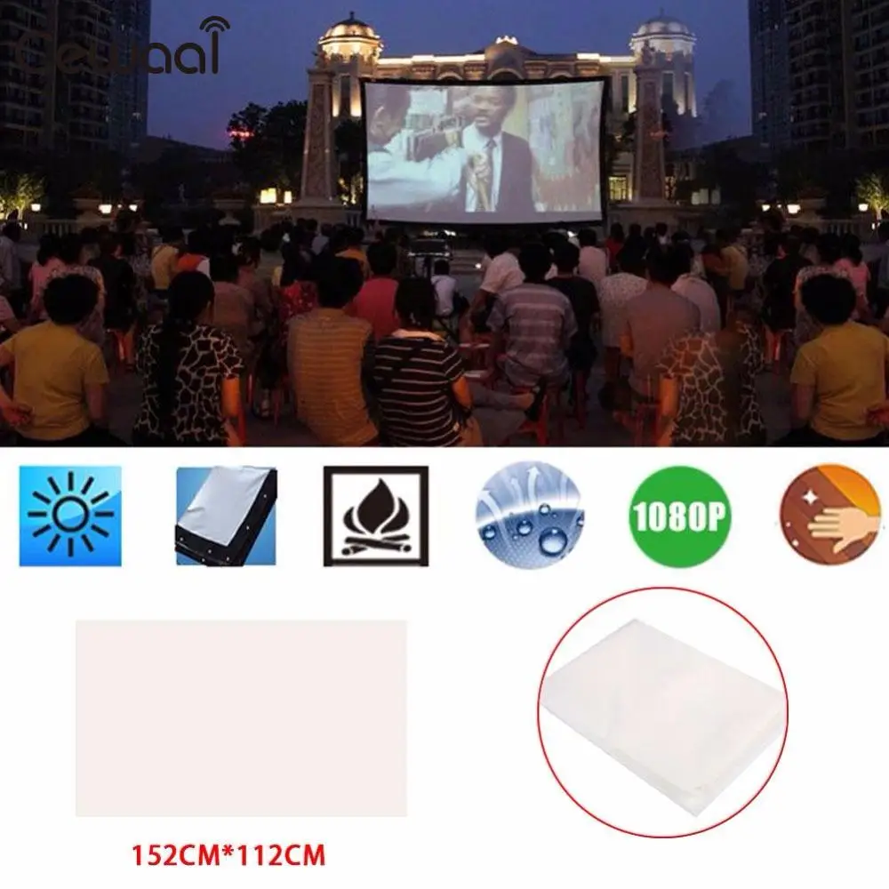 Cewaal Projection Screen Projector Polyester Curtain Soft Portable 74" 152cm*112cm Non-Woven Fabric Home Theather Cinema Squares |