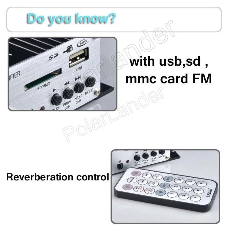 Digital 2x15W RMS Mini Amplifier Remote control USB MP3 Media SD Card FM Channel 2 output power amplifier | Автомобили и