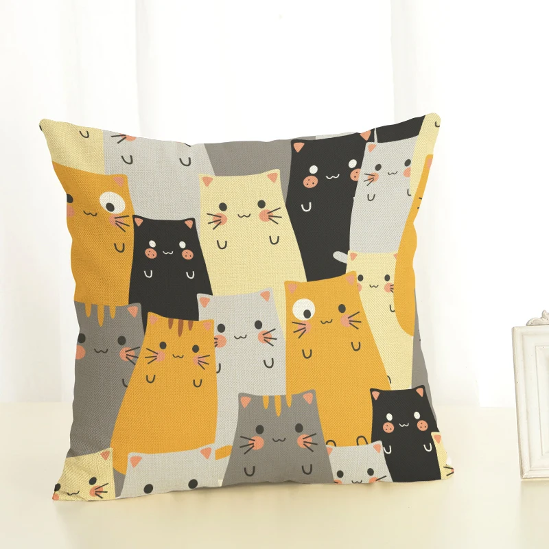Наволочки для подушки с рисунком кота украшение дома 45x45 декоративная бежевая