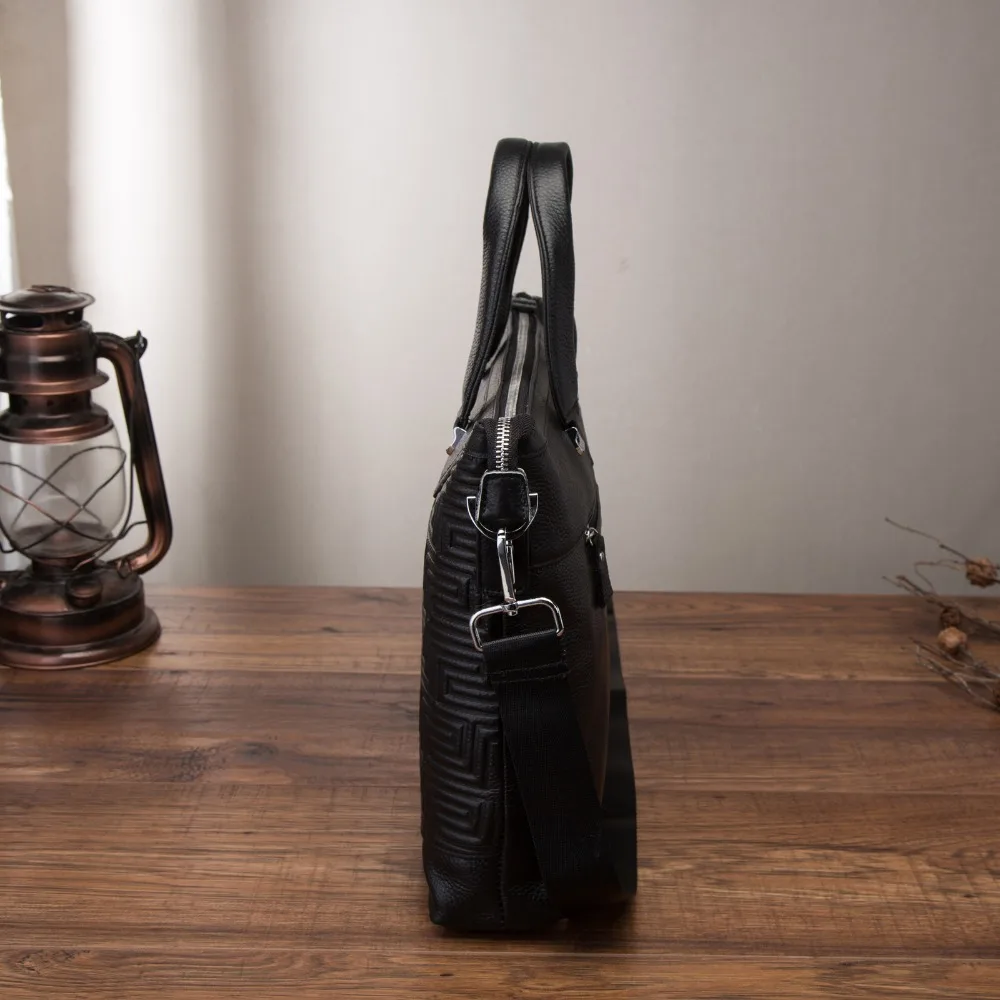 Мужской деловой портфель из натуральной кожи под старину черный кейс для