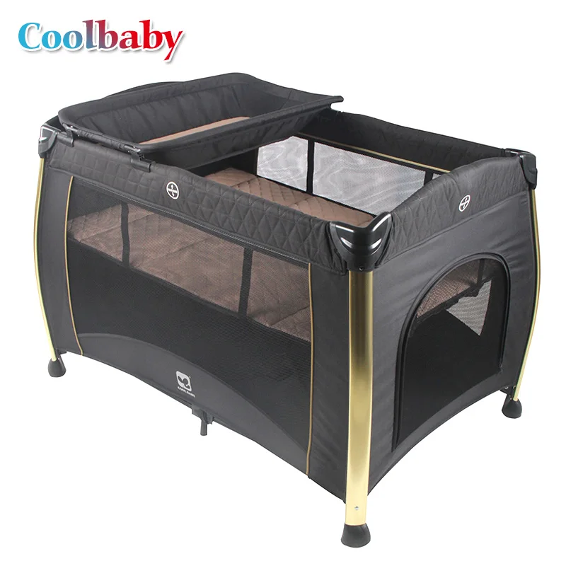 Coolbaby детская кровать с забором детская кроватка высокого качества складная легко носить с собой - Цвет: Черный
