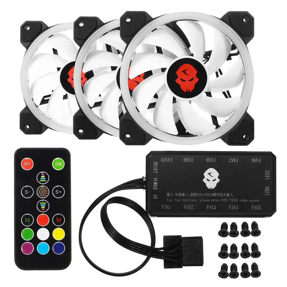 three Несколько 1/3/6 шт. RGB настроить светодиодный 120 мм компьютерный кулер вентилятор охлаждения для ПК для Процессор+ ИК-пульт дистанционного управления Управление+ цветная(RGB) Оперативная память охлаждения основа радиатора - Цвет лезвия: three