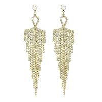 luxury fashion long crystal statement dangle earring crystal zirconia wedding jewelry