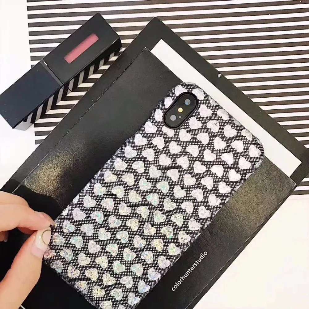 Супер модные лазерной Мерцающий порошок любовь Сердце Pattern Жесткий пластиковый