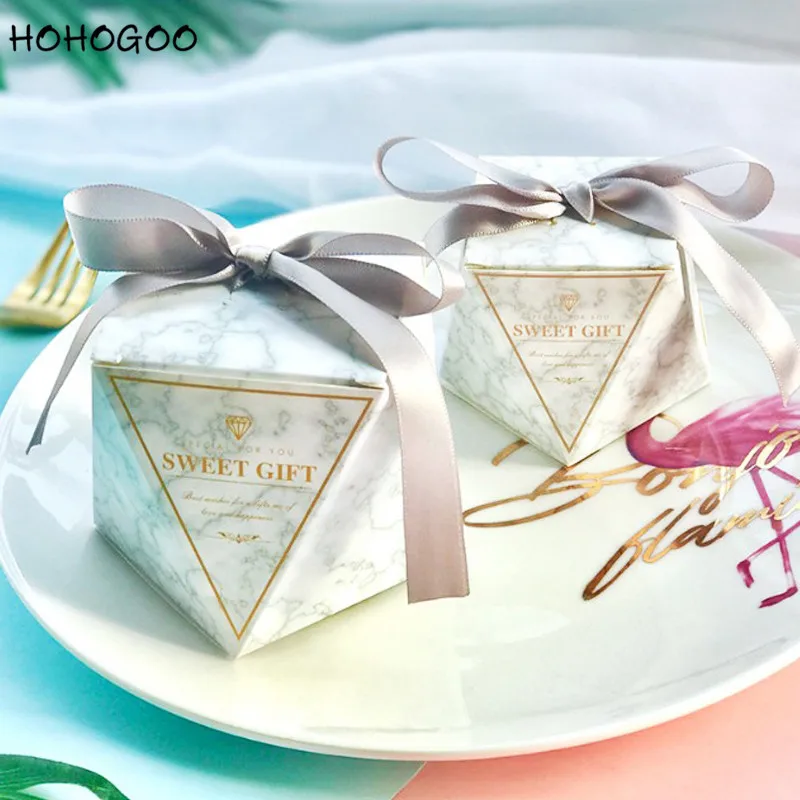 HOHOGOO 50 шт./партия Фламинго Единорог Бриллиантовая форма Свадебная коробочка для