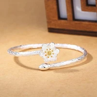 new fashion exquisite creative silver plated jewelry bracelets edition featured lotus flower bangles sb40