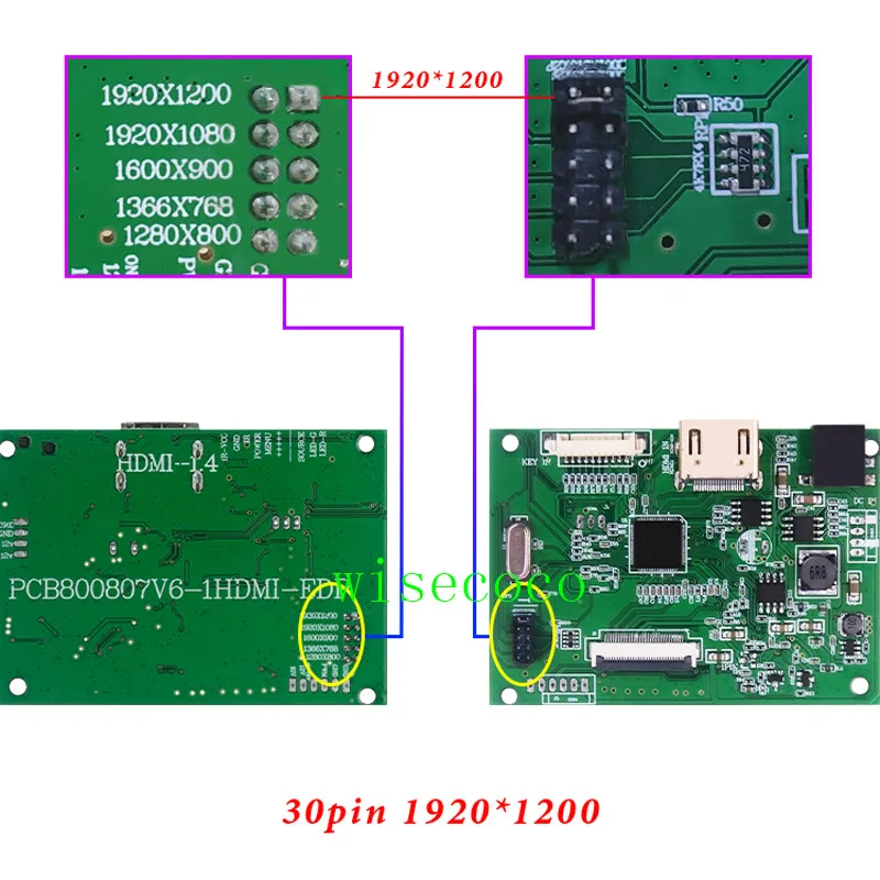 30 pin 1920 1200 HDMI EDP ЖК-контроллер 30pin плата универсальная поддержка 1280*800 1920*1200 1920*1080 1600*900 1366*768 дисплей для Raspberry Pi - Цвет: 30 pin 1920 1200