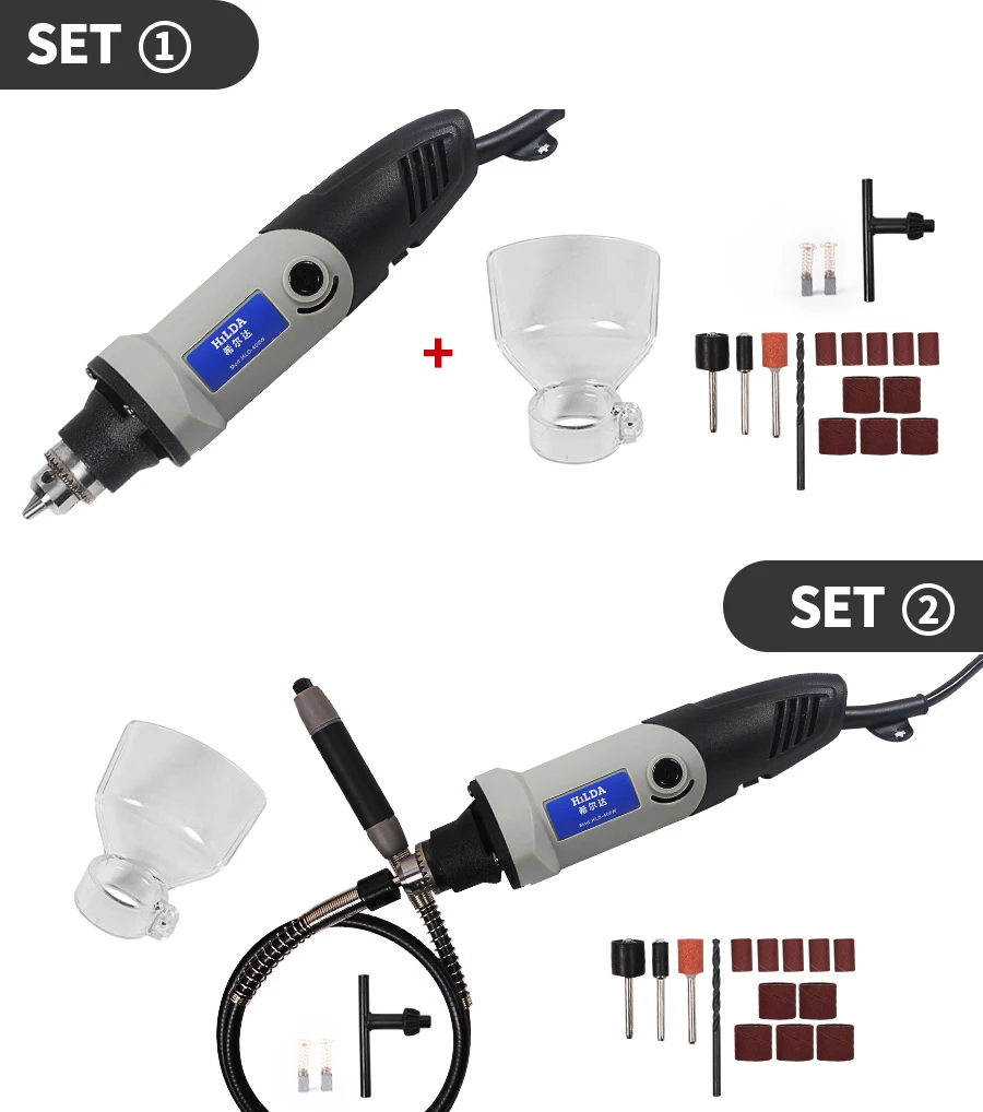 HILDA 220 В 400 Вт Мини электрическая дрель Dremel роторный инструмент шлифовальный Электроинструмент 6 положения с переменной скоростью Dremel аксессуары