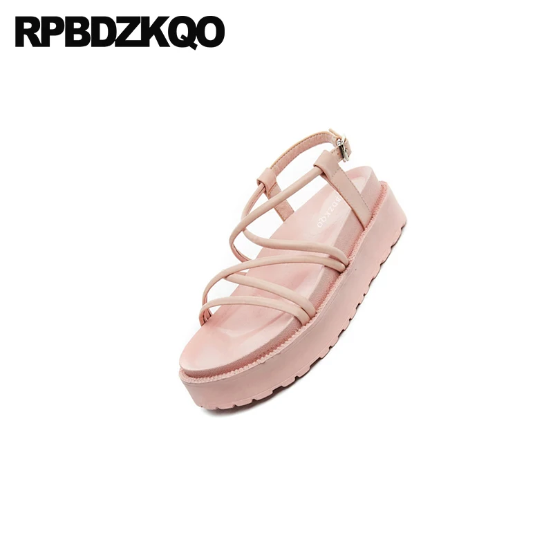 ремешки женщины мягкий Harajuku Slingback клин на платформе клетка низкий каблук обувь
