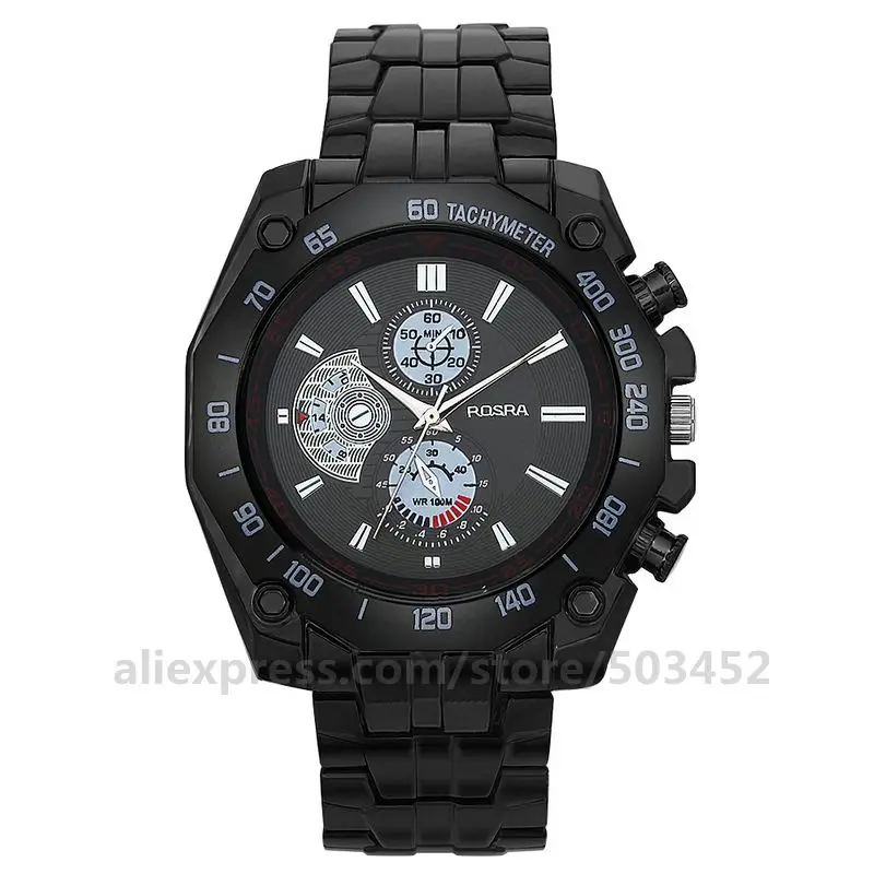 100 шт./лот ROSRA 8659 Модные мужские кварцевые часы из сплава с роскошным стальным