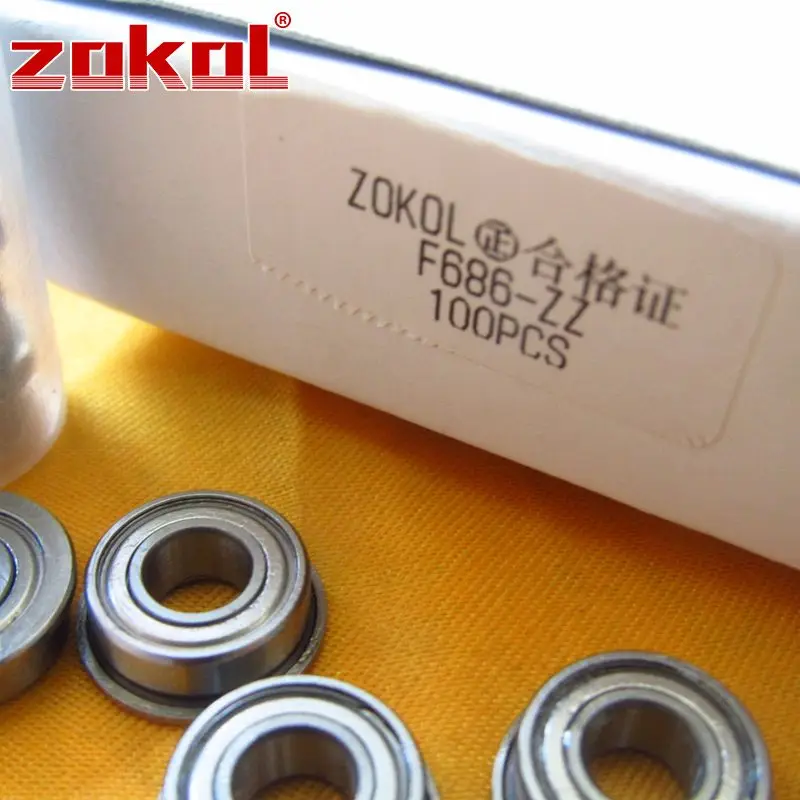 ZOKOL F686 ZZ подшипник F686ZZ фланцевый с глубоким желобом шариковый 6*13(15)* 5 мм